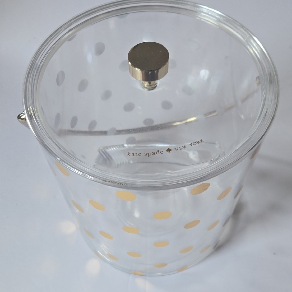 Kate Spade Clear Ice Bucket with Gold Dots